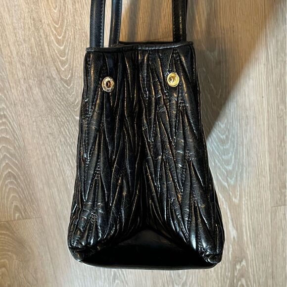 Miu Miu Matelassé Quilted Black Iconic Structured Dual Rolled Handbag Bag Tote - Picture 11 of 16